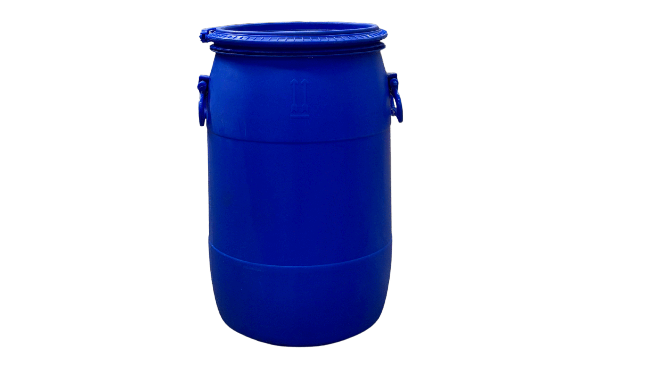 60 literes Levehető tetejű műanyag bajonett záras műanyag hordó, két füles