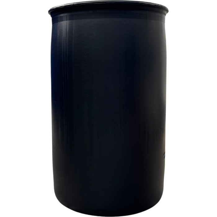 MAUSER 220 literes Speciális Ex-es,fekete színű használt,tisztított műanyag hordó,rögzített tetejű,UN minősített ,Hibátlan újszerű