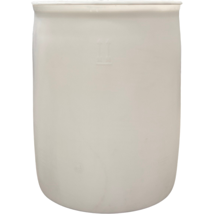 160 literes mosott ,natúr színű,UN minősített rögzített tetejű tri-sure záras műanyag hordó