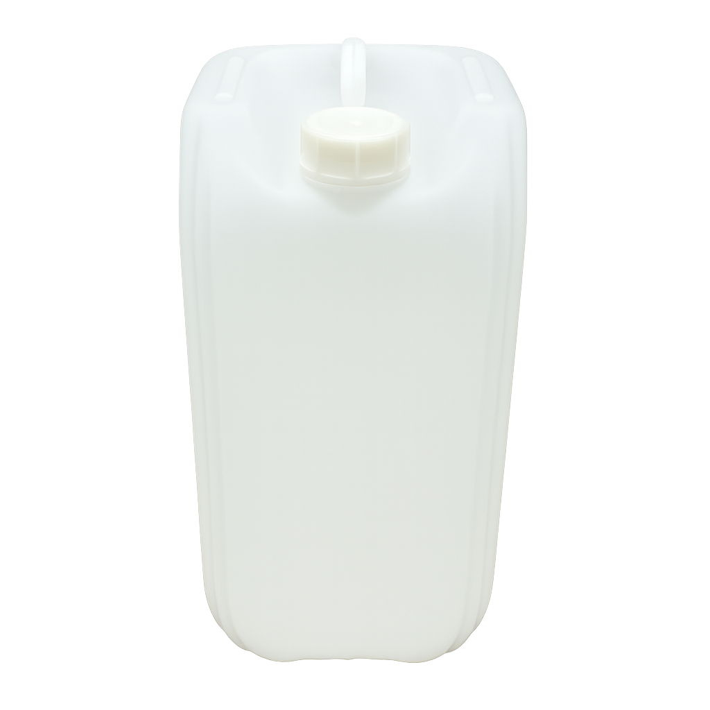 Műanyag kanna , 20 literes műanyag mosott natúr színű kanna, UN minősített, élelmiszeres