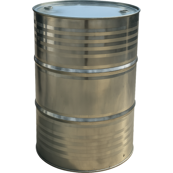 216,5 literes rögzített tetejű (zárt) ,Un minősített , mosott horganyzott fémhordó , Un minősítéssel