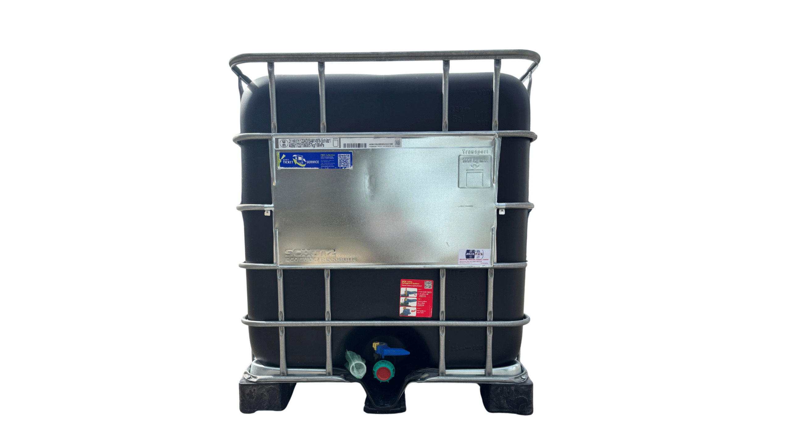 SCHÜTZ MX- 1000 Literes , Műanyag raklapos mosott IBC tartály /FEKETE BALLONOS/