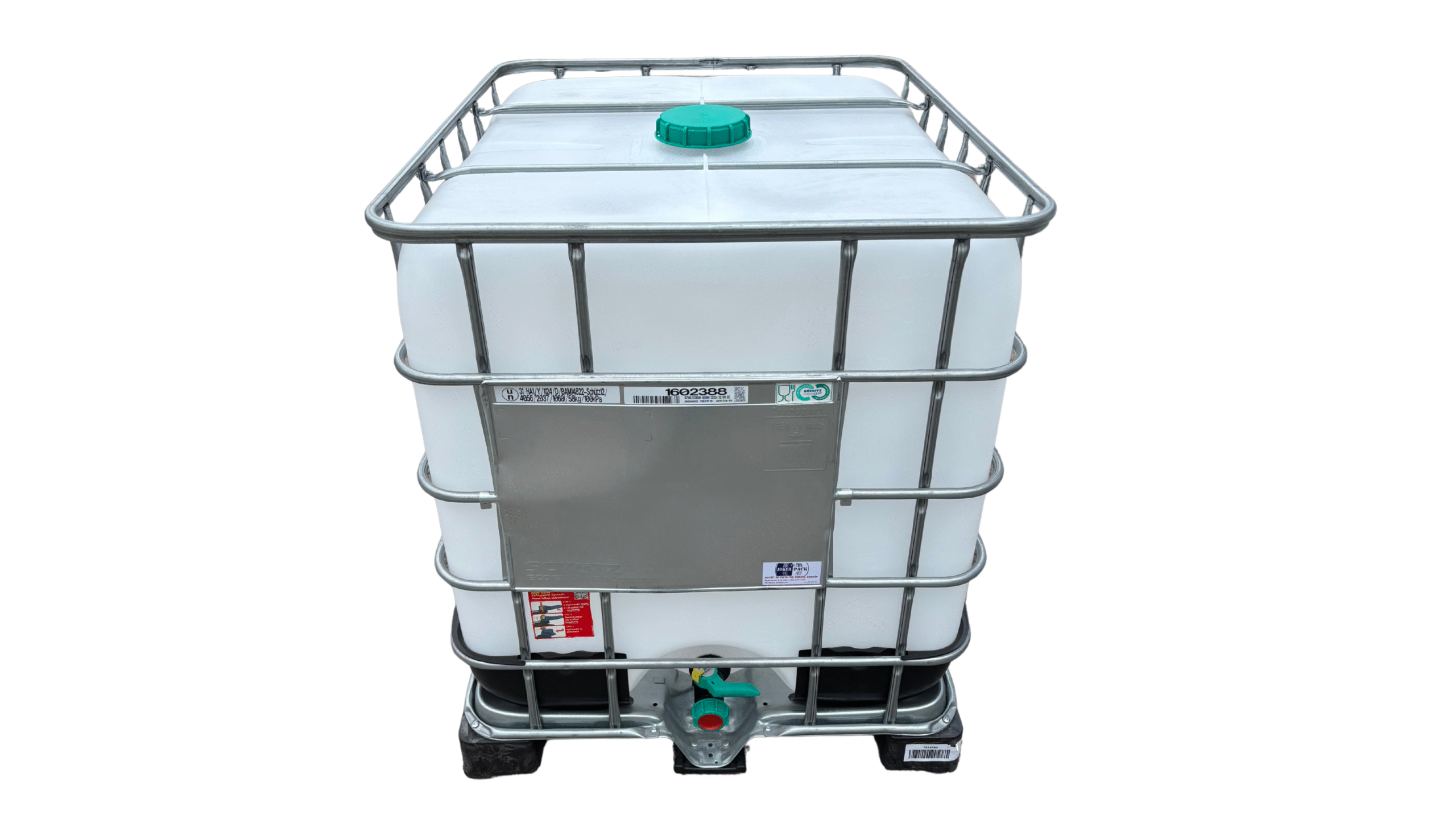 SCHÜTZ MX- 1000 Literes erősített , Műanyag raklapos mosott IBC tartály /Élelmiszeres/ Un, Hibátlan ,újszerű állapot! - Image 2