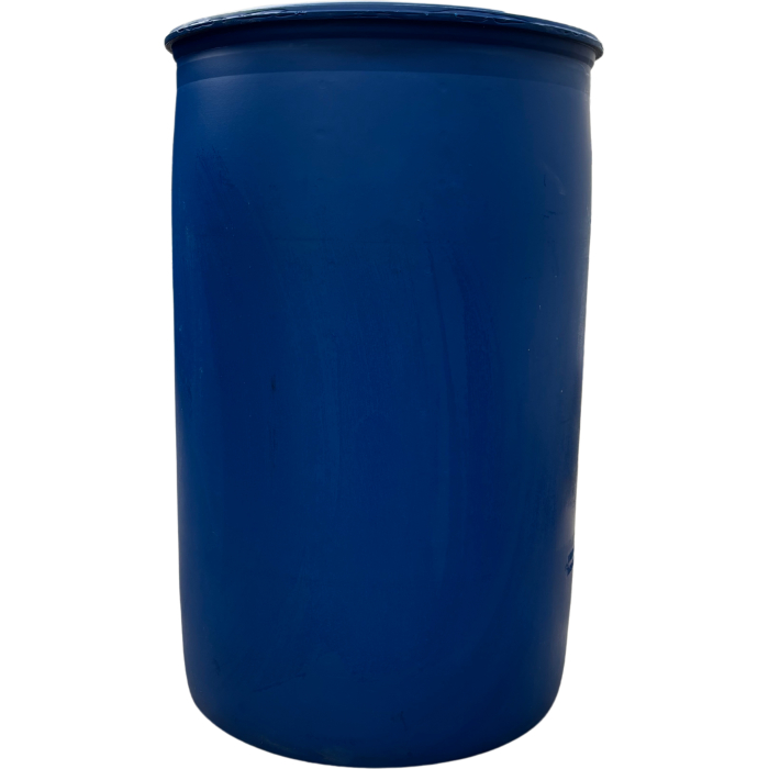 SCHÜTZ  vagy Mauser  220 literes mosott ,kék színű, rögzített tetejű tri-sure záras műanyag hordó , UN minősített , K.E.H