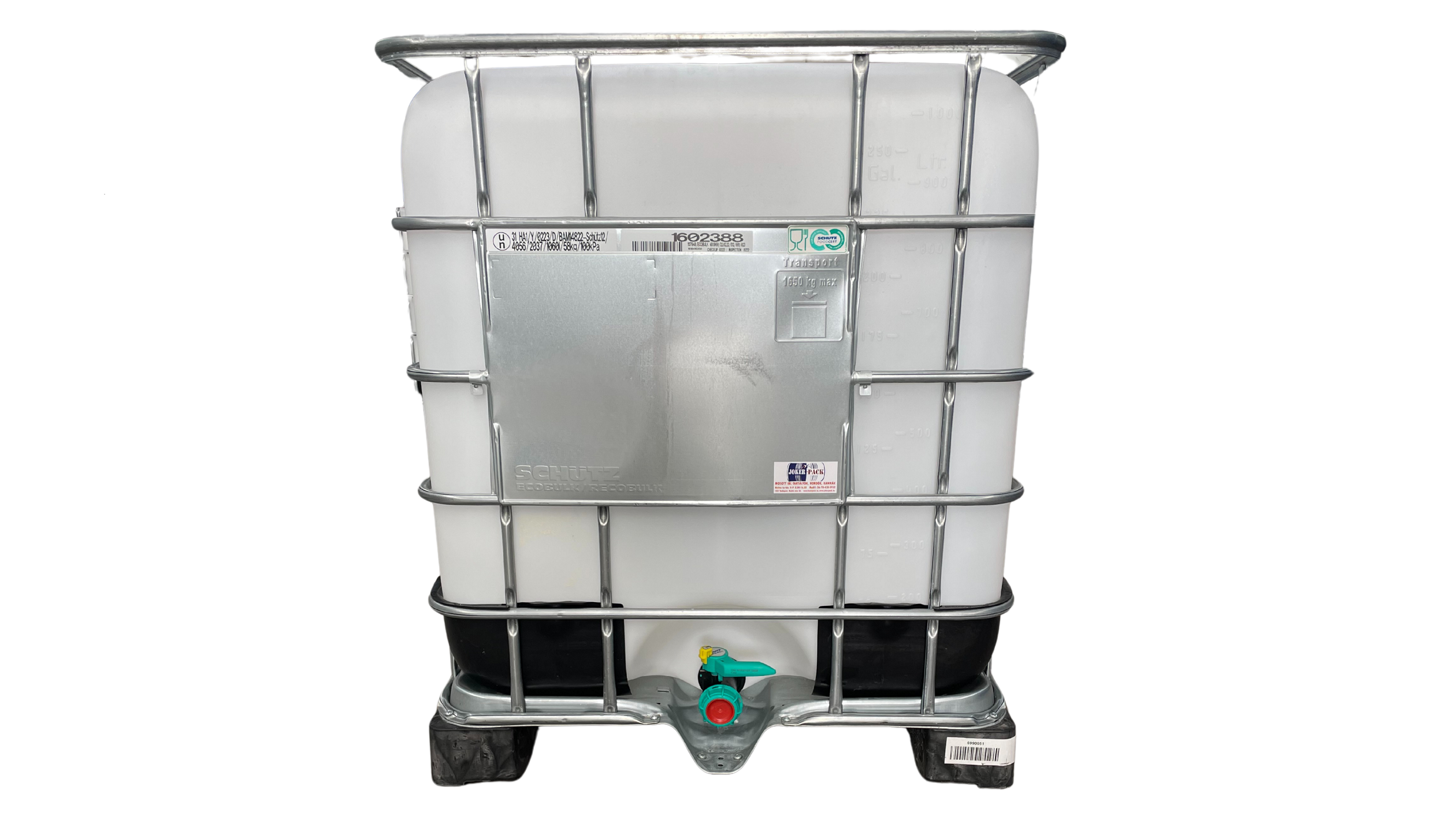 SCHÜTZ MX- 1000 Literes , Műanyag raklapos mosott IBC tartály /Esővízre, használati vízre/ Un, Hibátlan ,újszerű állapot! 2023-as évjárat